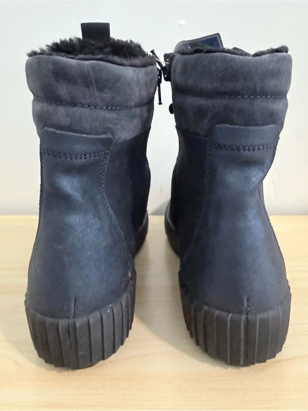Blue Women's Lace-Up Fur Lined Ankle Boots
